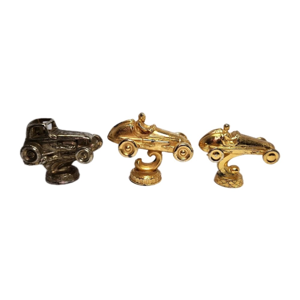 Vintage Automotive Trophy Toppers Lot of 3 Cast Metal Race Car Hot Rod 1950s